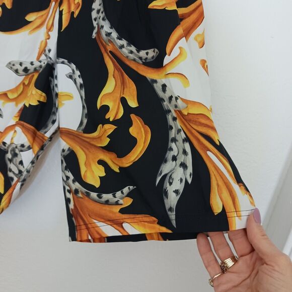 Versace Barocco Acanthus Print Men's Swim Trunks Size 6 Large BLACK GOLD $900 - Picture 7 of 16
